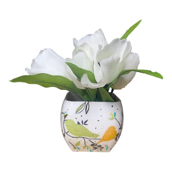 Libbey Glass Handmade Flower Votive Bowl Decoupaged Heavy Glass Curved Square - Picture 4 of 16